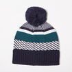 Bonnet tricot&eacute; &agrave; pompon bleu fonc&eacute; homme