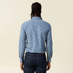 Chemise cintr&eacute;e en coton manches longues bleu marine homme