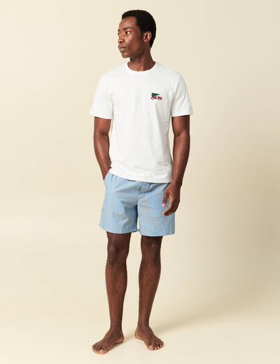 Pyjama coton haut et bas blanc homme