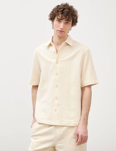 Chemise boyfriend manches courtes ecru homme