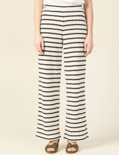Pantalon large en tricot blanc femme