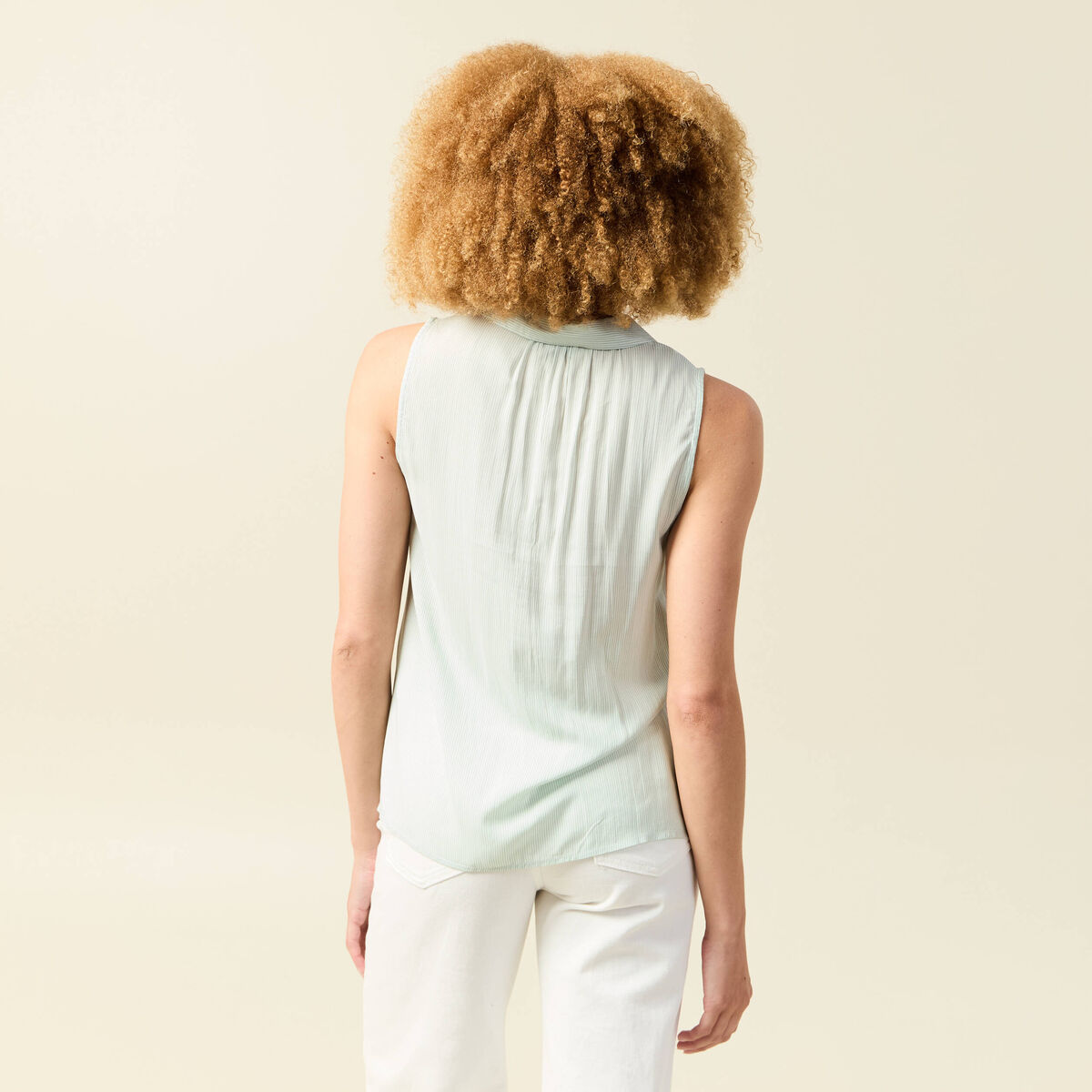 Blouse sans manches vert olive femme