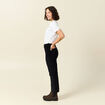 Pantalon bootcut cropped taille haute noir femme