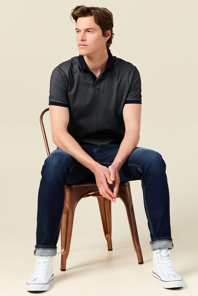 Polo manches courtes bleu marine homme