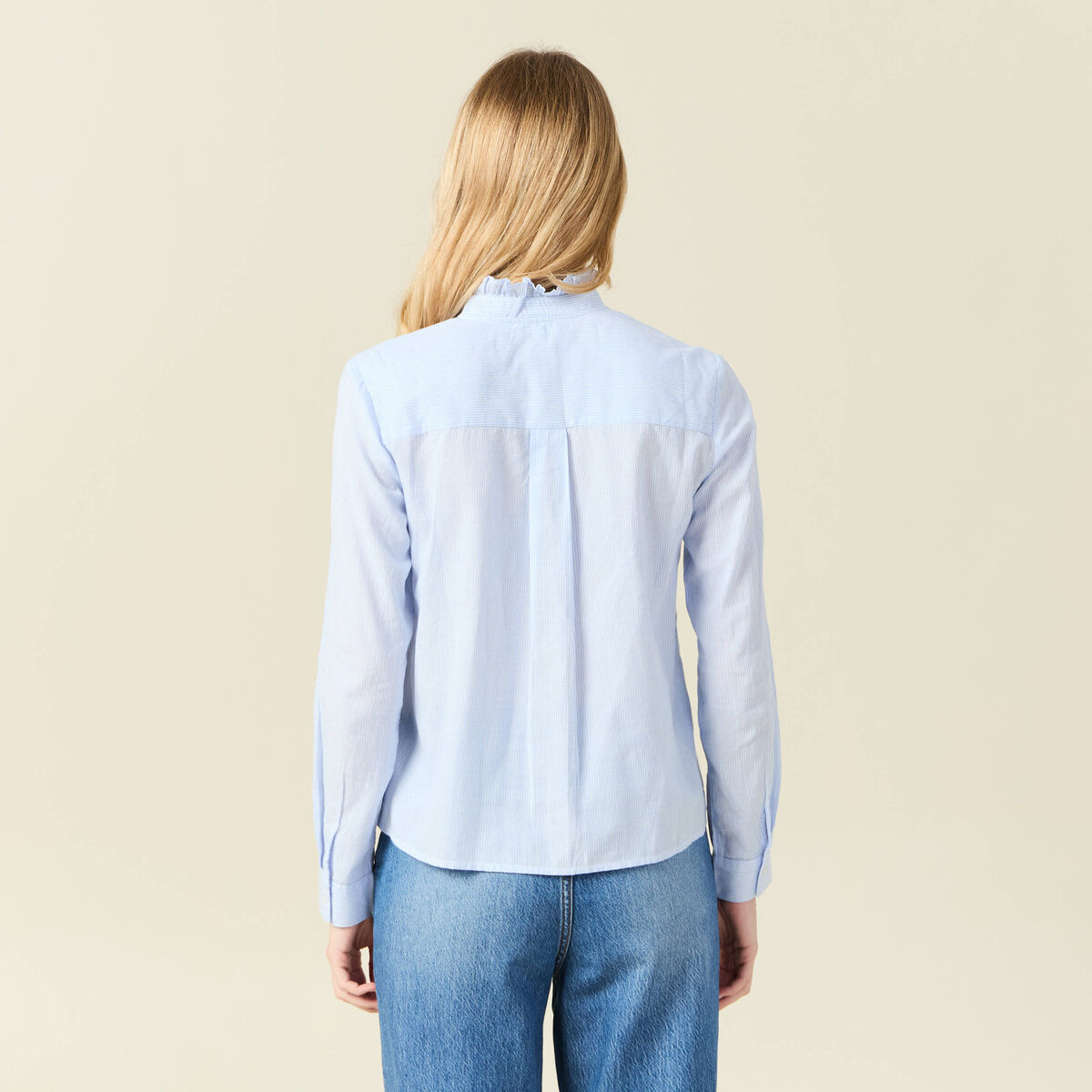 Chemise manches longues bleu ciel femme