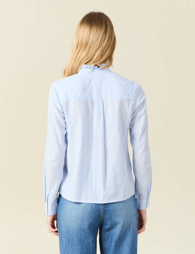 Chemise manches longues bleu ciel femme