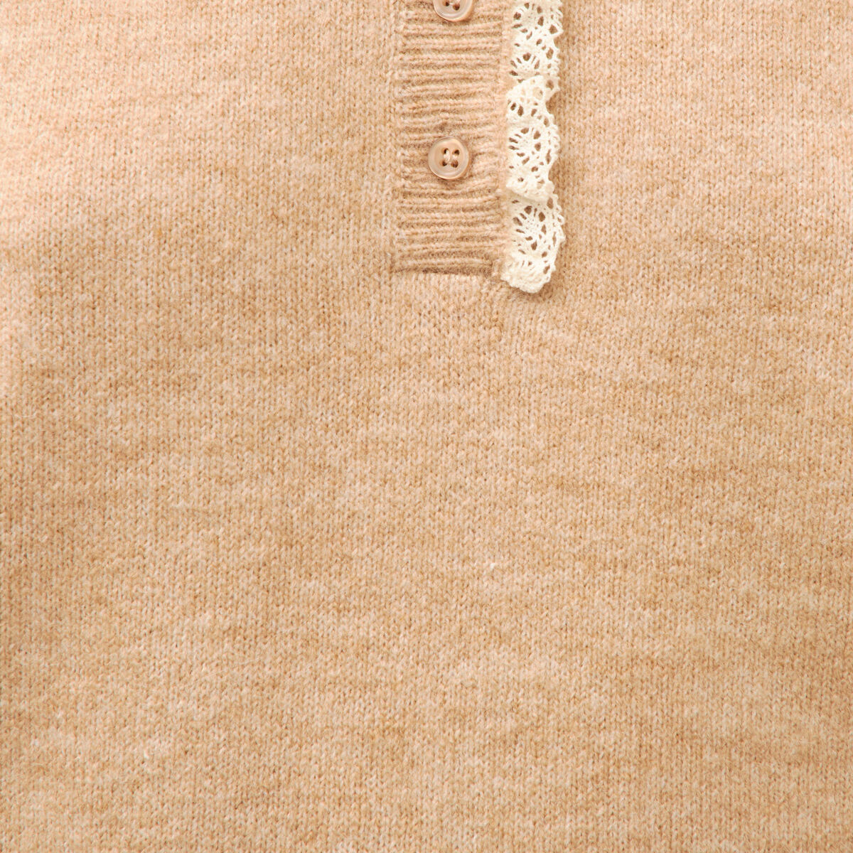Pull col tunisien manches longues marron clair femme