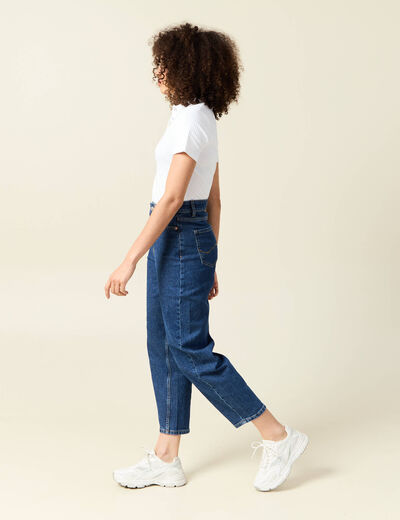 Jeans barrel slouchy taille haute 7/8ème denim brut femme
