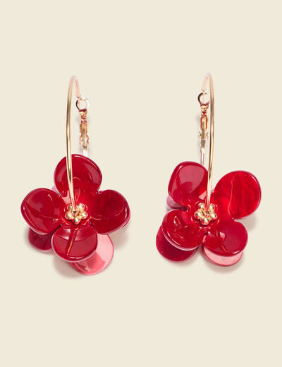 Boucles d'oreilles créoles rouge femme