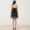 Jupe taille haute doubl&eacute;e en coton noir femme