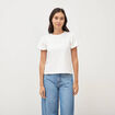 T-shirt effet boule manches courtes ecru femme