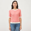 Pull droit court manches courtes orange fonc&eacute; femme