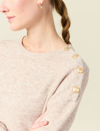 Pull manches longues 2-en-1 creme femme
