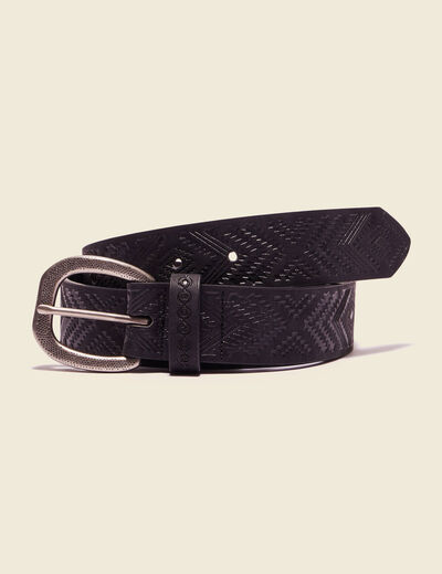 Ceinture embossée noir femme