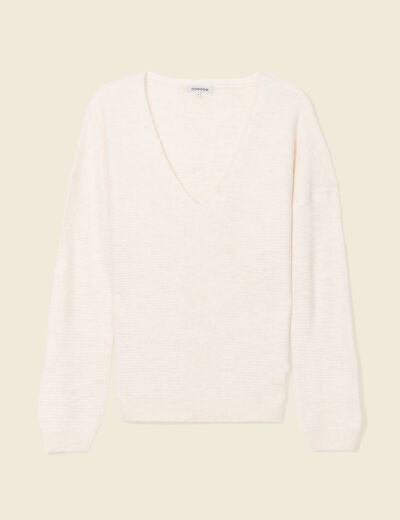 Pull manches longues ecru femme