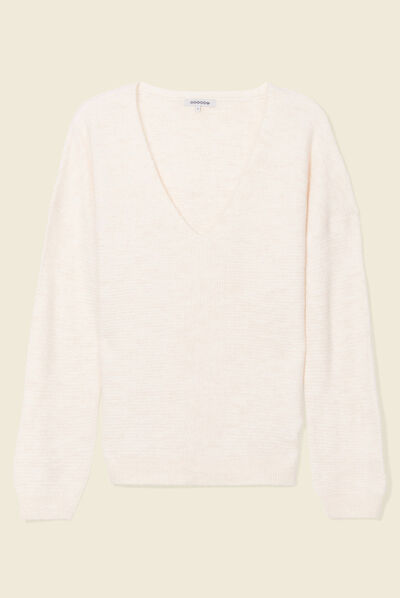 Pull manches longues ecru femme