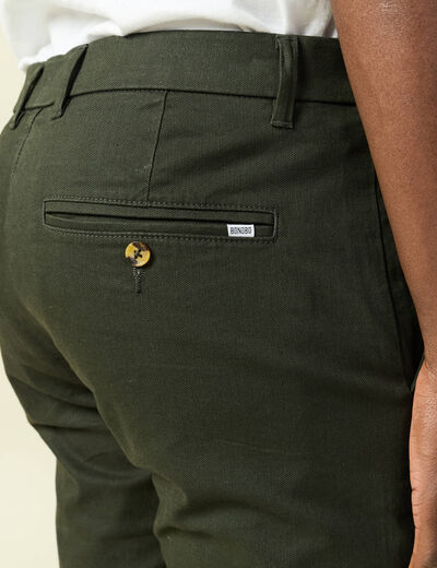 Pantalon chino slim vert kaki homme