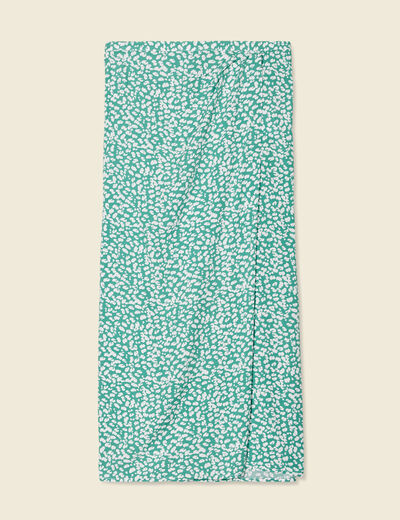 Jupe longue évasée vert femme
