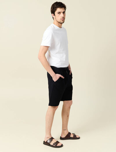 Short droit taille élastiquée noir homme