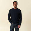 Pull col rond manches longues en coton bleu marine homme