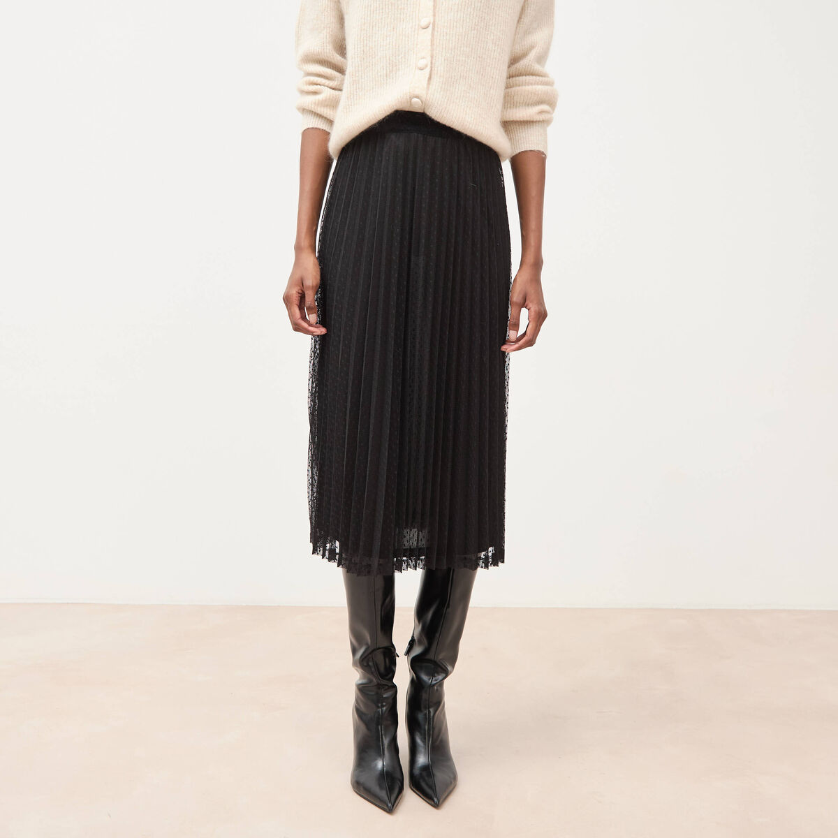 Jupe avec doublure noir femme