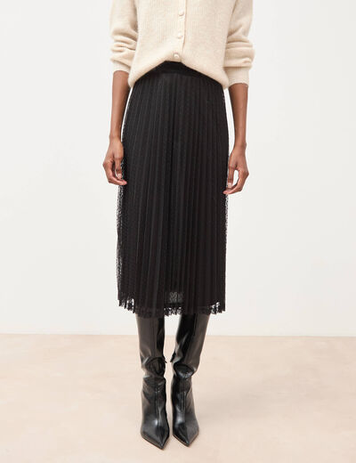 Jupe avec doublure noir femme