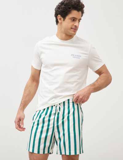 Maillot de bain ray&eacute; doubl&eacute; vert &eacute;meraude homme