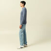 Pull col rond manches longues bleu gris homme