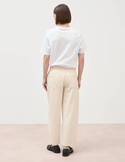 Jeans slouchy taille haute denim blanc femme