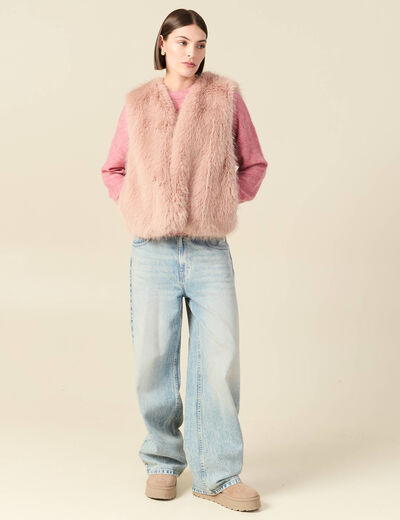Pull col rond manches longues mauve femme
