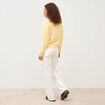 Gilet manches longues col rond en coton jaune clair femme
