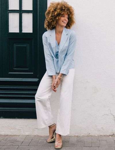 Veste esprit blazer bleu clair femme