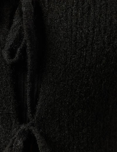 Gilet col V manches longues n&oelig;uds noir femme