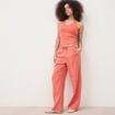 Pantalon large taille standard fluide rouge fonc&eacute; femme