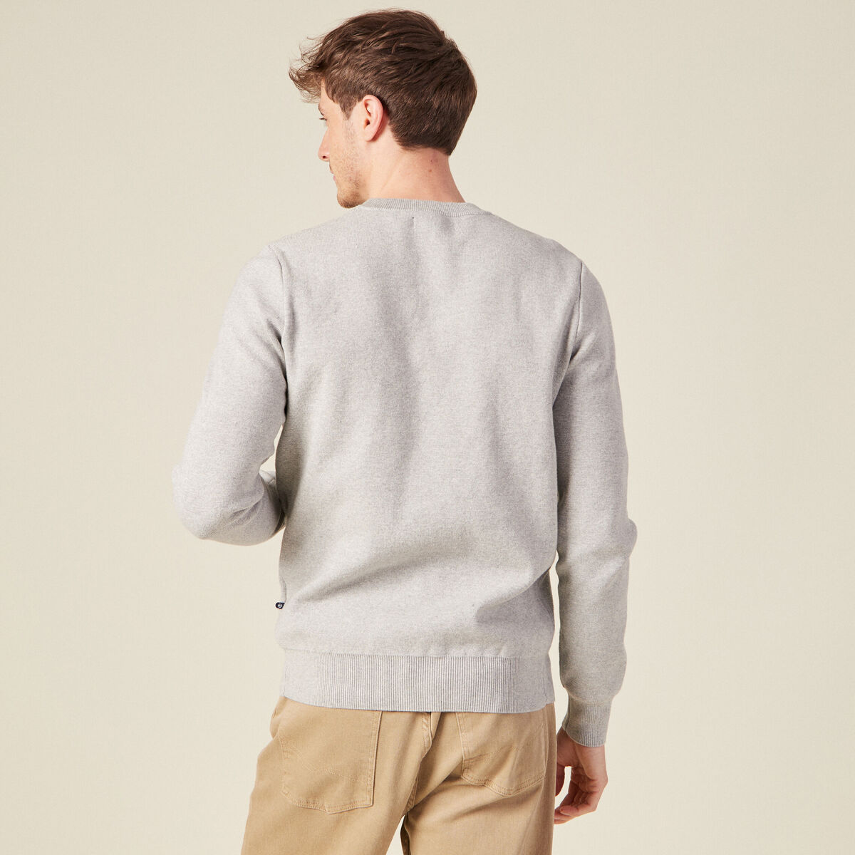 Pull manches longues col rond gris foncé homme