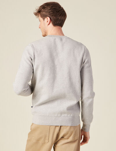 Pull manches longues col rond gris foncé homme