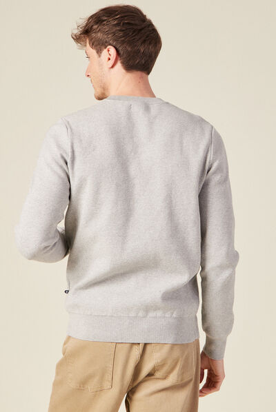 Pull manches longues col rond gris foncé homme