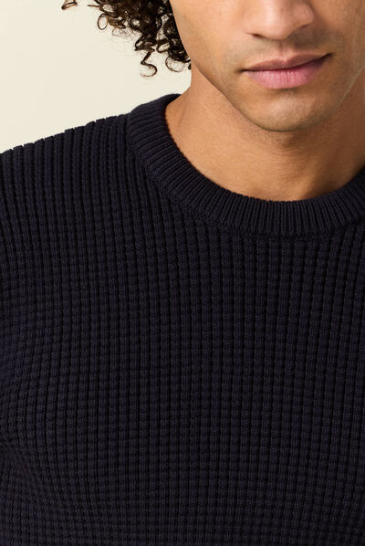 Pull éco-responsable bleu foncé homme