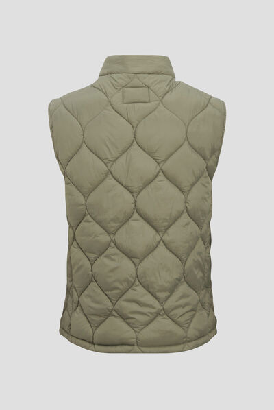 Doudoune droite sans manches vert kaki homme