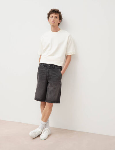 Bermuda en jean coton denim snow noir homme