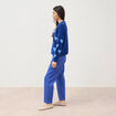 Pull manches longues bouclette col rond bleu electrique femme