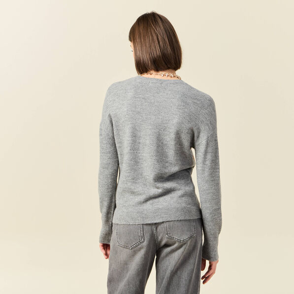 pull manches longues sequins gris clair femme Pull manches longues sequins gris clair femme