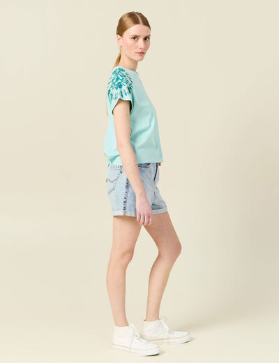 T-shirt éco-responsable vert pastel femme