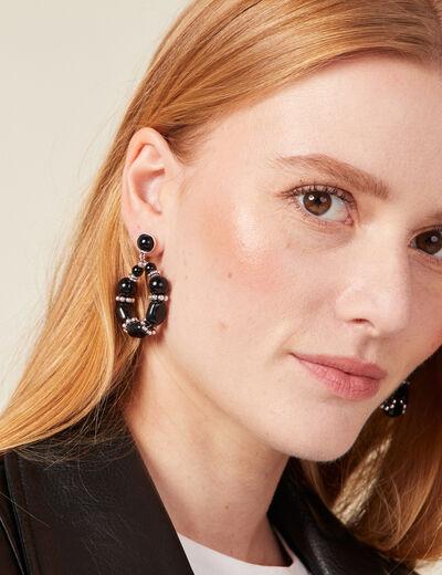 Boucles d'oreilles pendantes noir femme