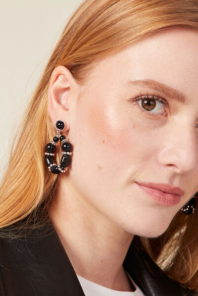 Boucles d'oreilles pendantes noir femme