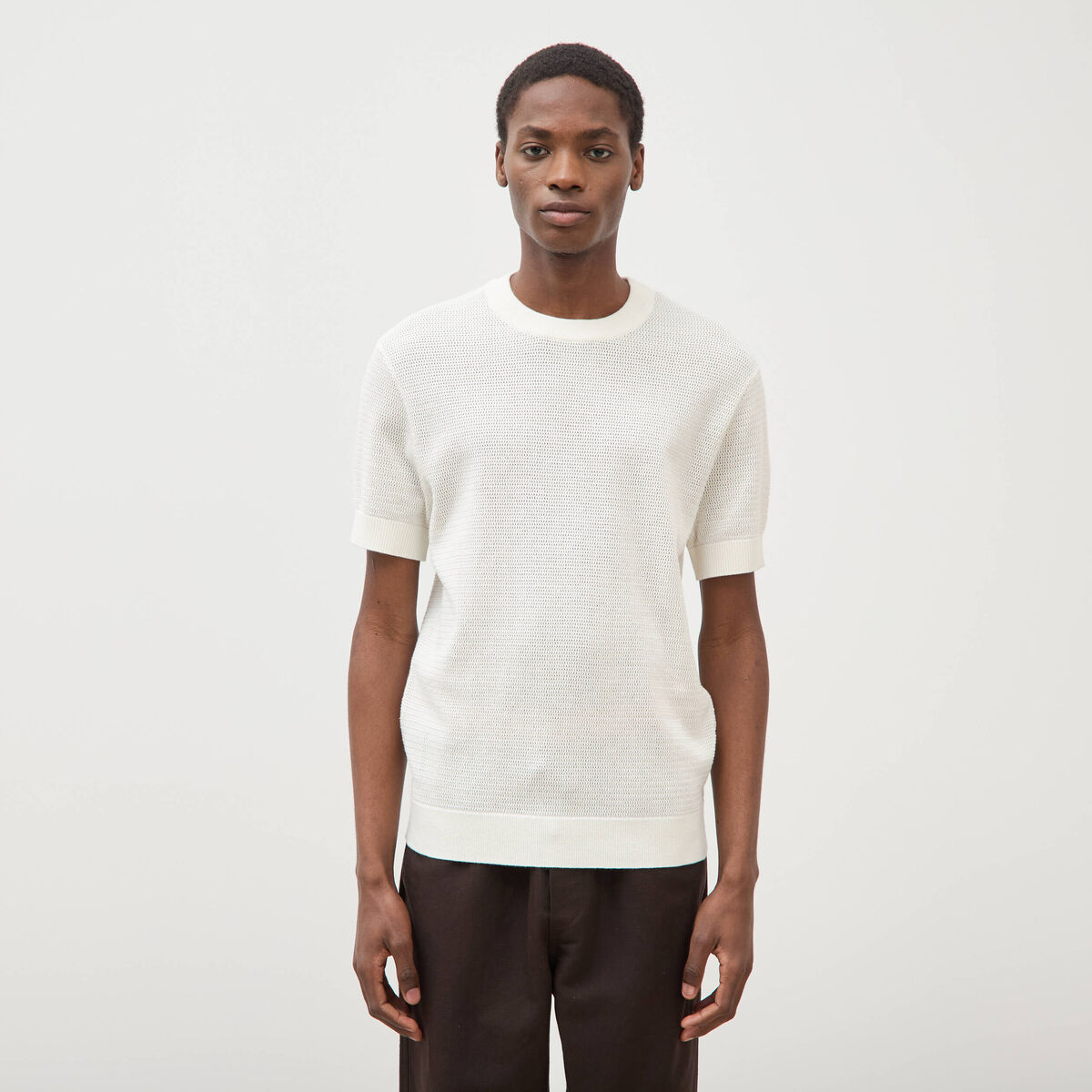 T-shirt en coton manches courtes ecru homme
