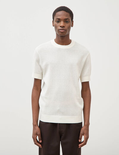 T-shirt en coton manches courtes ecru homme