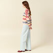 Pull col rond manches longues ecru femme