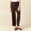 Pantalon taille haute marron fonc&eacute; femme
