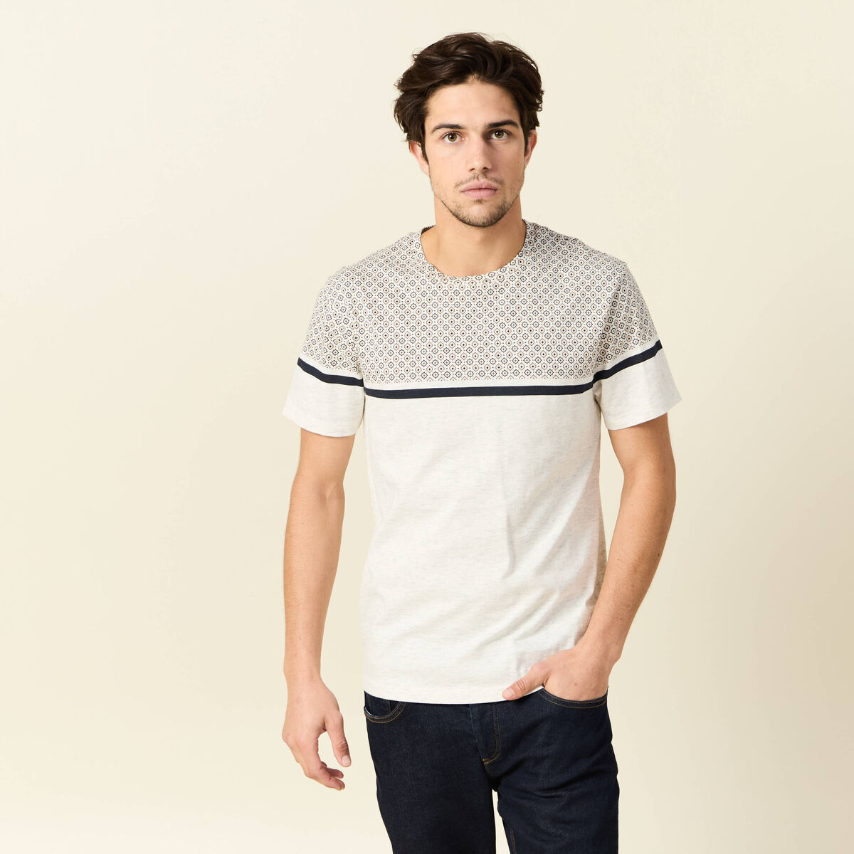 T-shirt manches courtes marron foncé homme